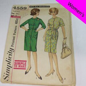 simplicity 4559 one piece dress with pockets and 3/4 sleeves Size 18.5 Bust 39